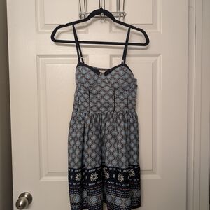 Navy and White Patterned Dress